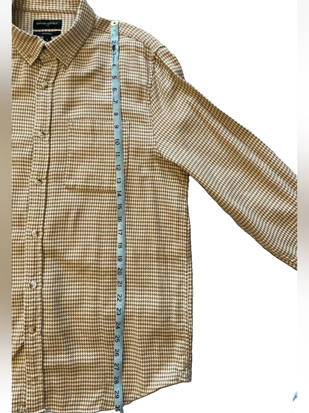 Banana Republic Untucked Fit Houndstooth Patterned Lightweight Flannel Shirt - Picture 5 of 8